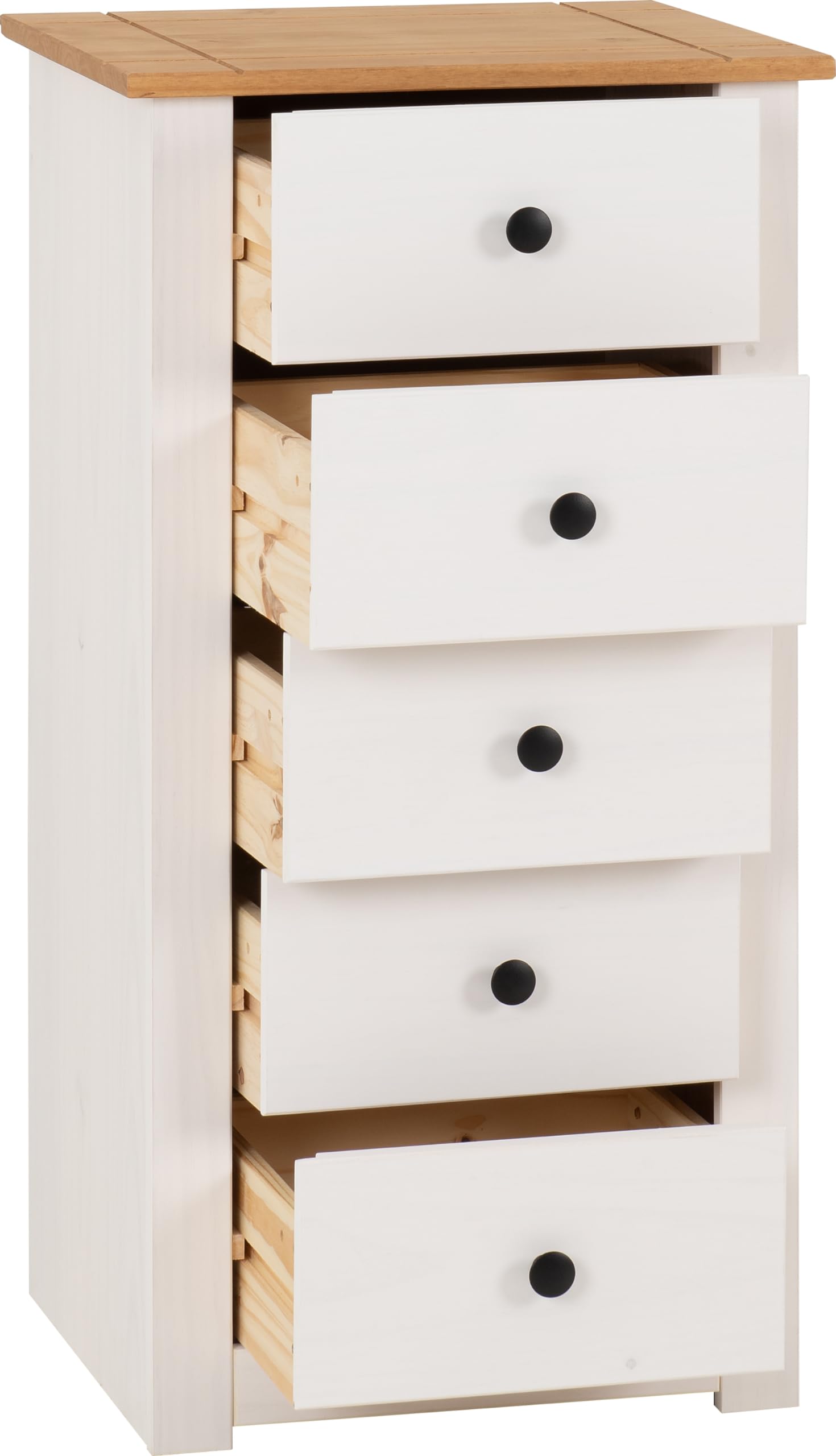 Seconique Chest of Drawers, Engineered Wood, White/Natural Wax, W 460mm x D 440mm x H 895mm