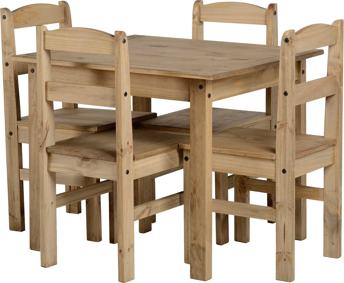 "Corona" style Mexican antique distressed pine dining set with 4 Mexican chairs …