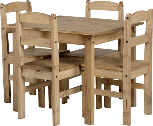 "Corona" style Mexican antique distressed pine dining set with 4 Mexican chairs …