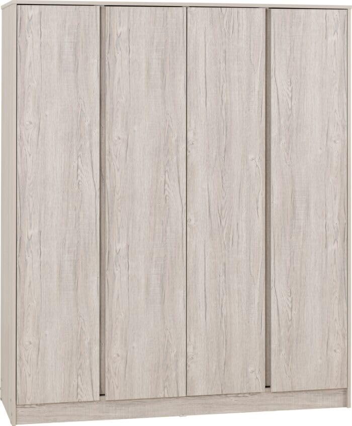 Furniture 321 Malvern 4 Door Wardrobe Large Bedroom Storage Cupboard with Hanging Rail & Shelves Modern Wardrobe