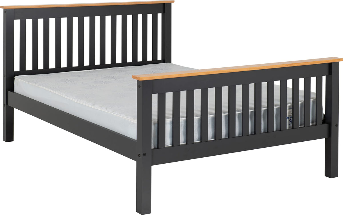 Seconique Monaco 4'6" Bed High Foot End in Grey/Oak Effect Double Bed