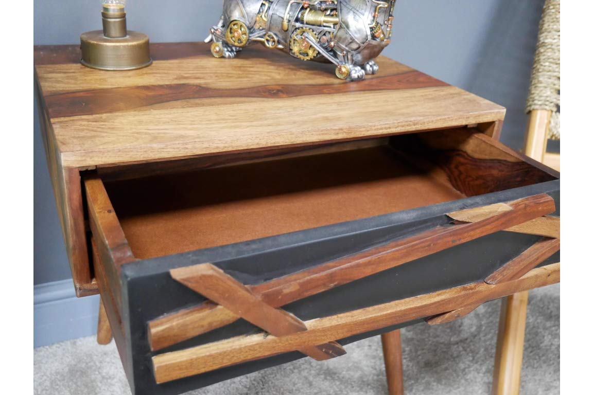 Beautiful Sheesham Wood Bedside Cabinet Table Bedroom Furniture