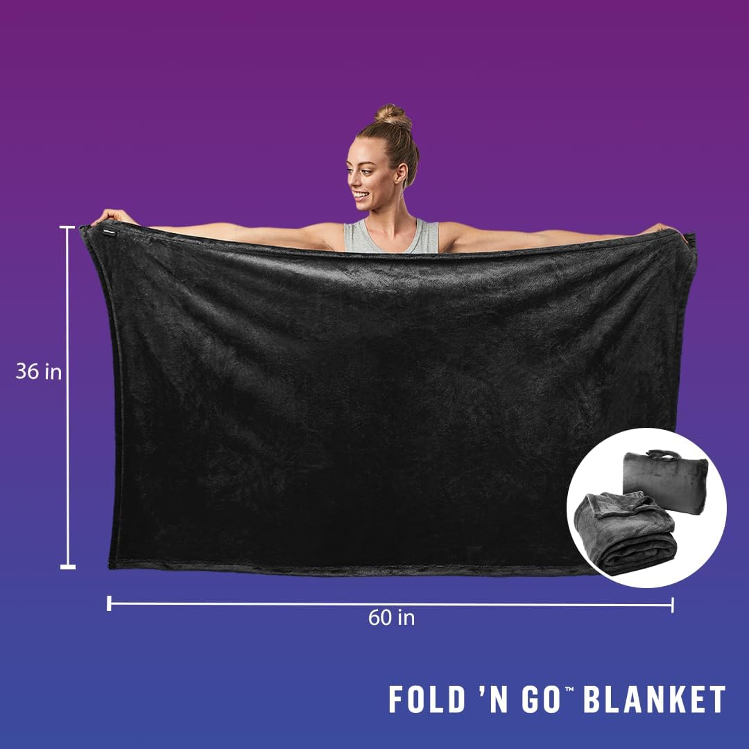 Cabeau Fold'n Go Blanket 2-in-1 Travel Blanket for Carrying with You, charcoal, 80 x 150 cm