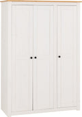 Seconique Panama 3 Door Wardrobe in White/Natural Wax