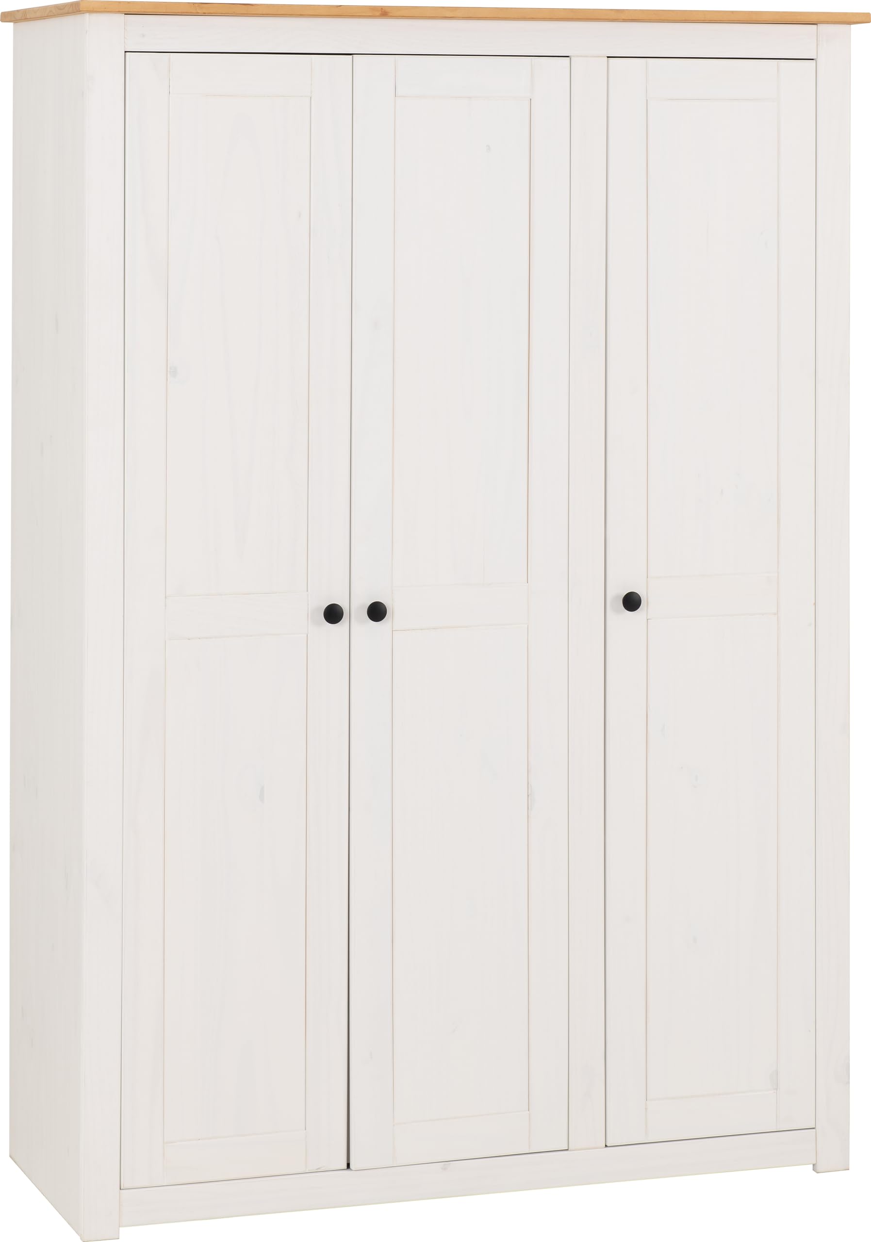 Seconique Panama 3 Door Wardrobe in White/Natural Wax