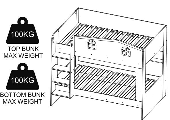 Furniture 321 Kid's Children's Hector Bunk Bed Ash Grey-No Delivery To Flats