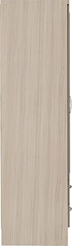 Furniture 321 Nevada 4 Door 2 Drawer Mirrored Wardrobe Oyster Gloss/Light Oak Effect (No Delivery To Flats)