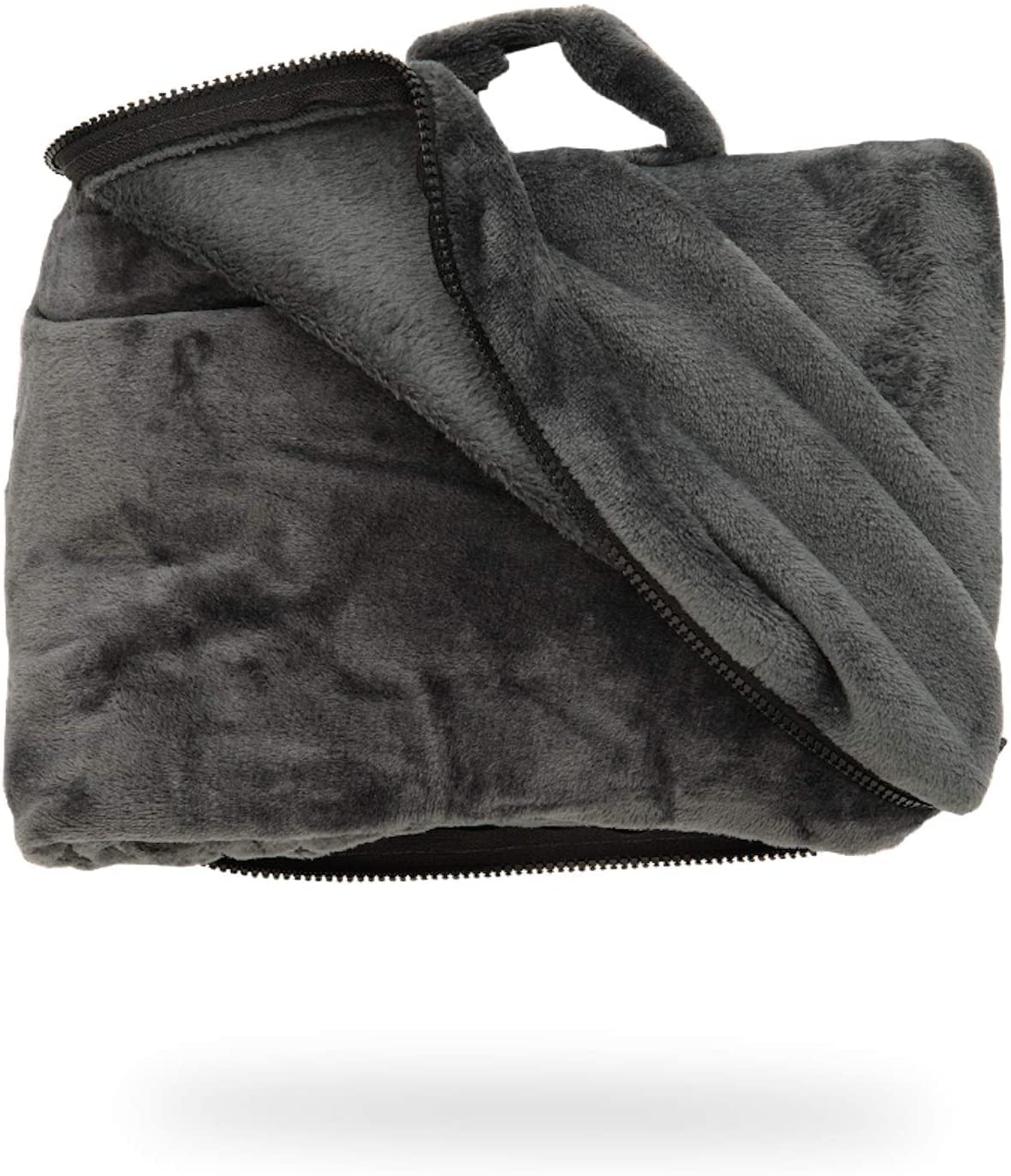 Cabeau Fold ‘n Go Travel and Throw Blanket Plus Compact Case - for Home and Travel - Doubles as Lumbar Pillow and Neck Support Pillow - French Microfiber Comfort