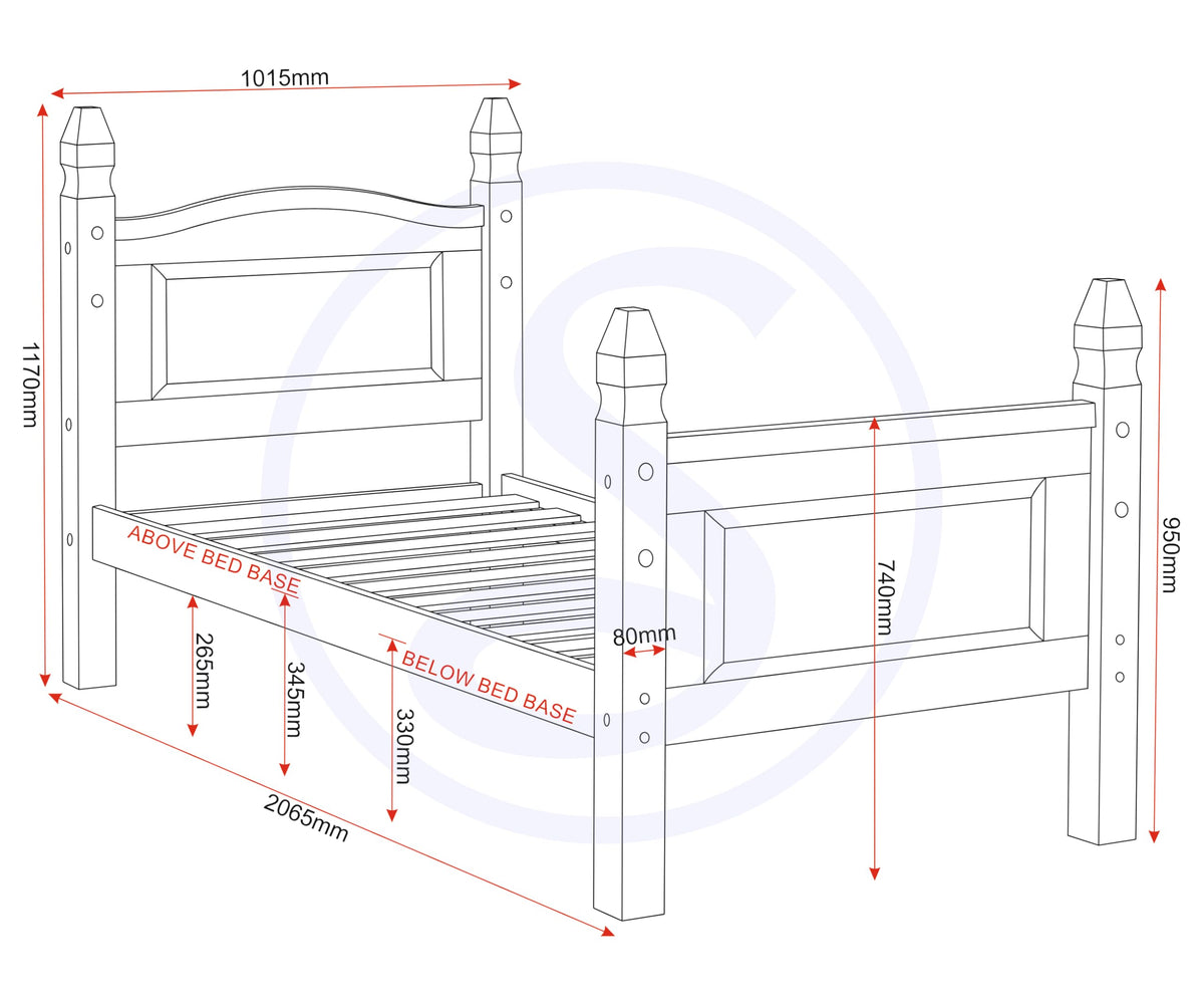 Seconique Corona 3 Feet Bed High Foot End