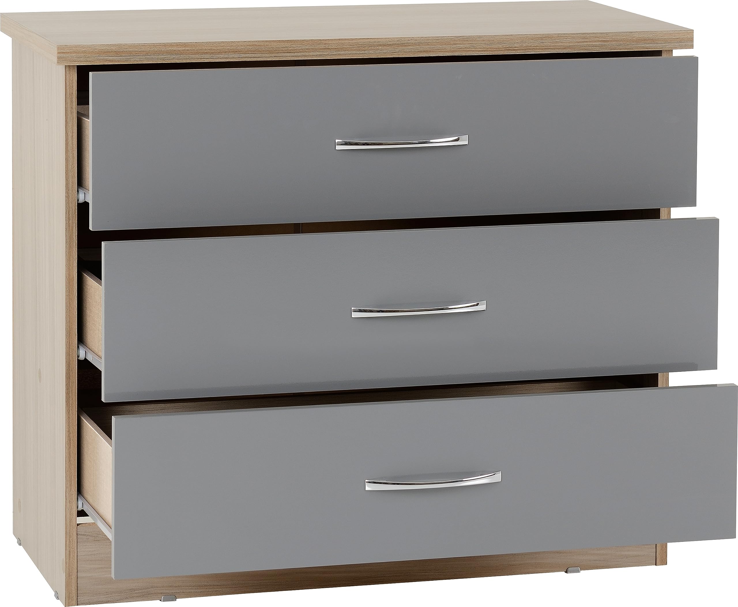 Kelsey Stores Nevada Chest Of Drawers 3 Drawer Storage Cabinet Chest With Metal Handles