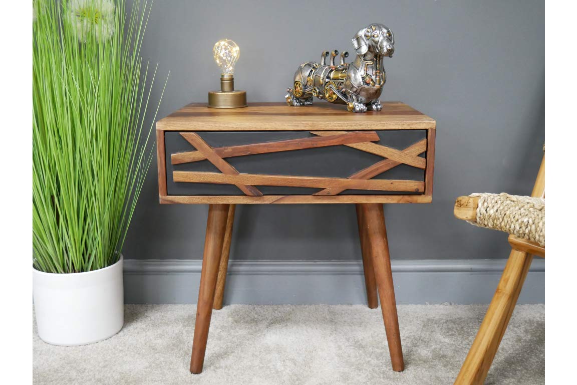 Beautiful Sheesham Wood Bedside Cabinet Table Bedroom Furniture