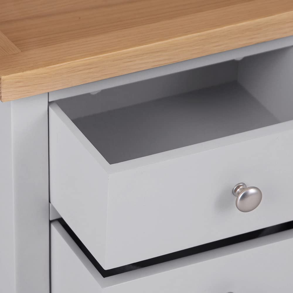 The Furniture Outlet Salisbury Grey Painted Oak 3 Drawer Bedside Table