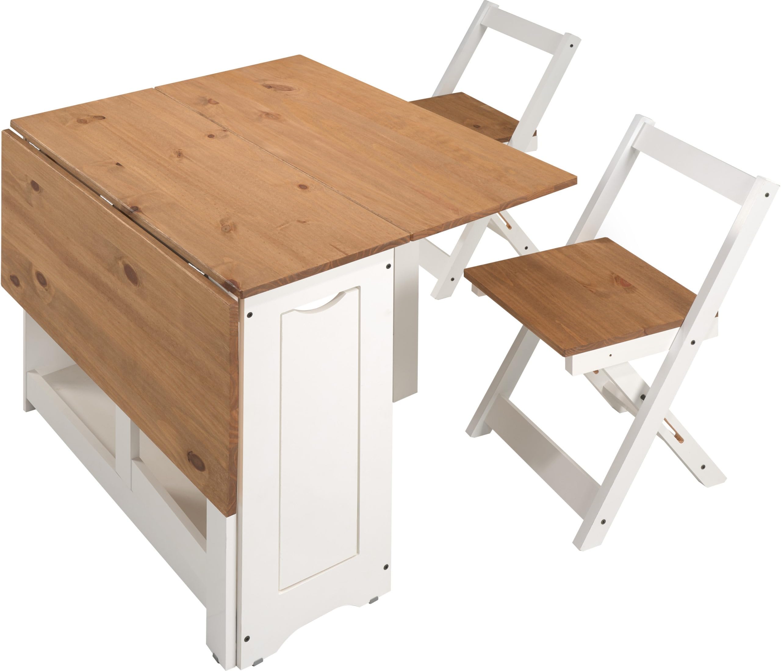 Furniture 321 Space-Saving Santos Folding Drop-Leaf Butterfly Dining Set with 4 Foldaway Chairs
