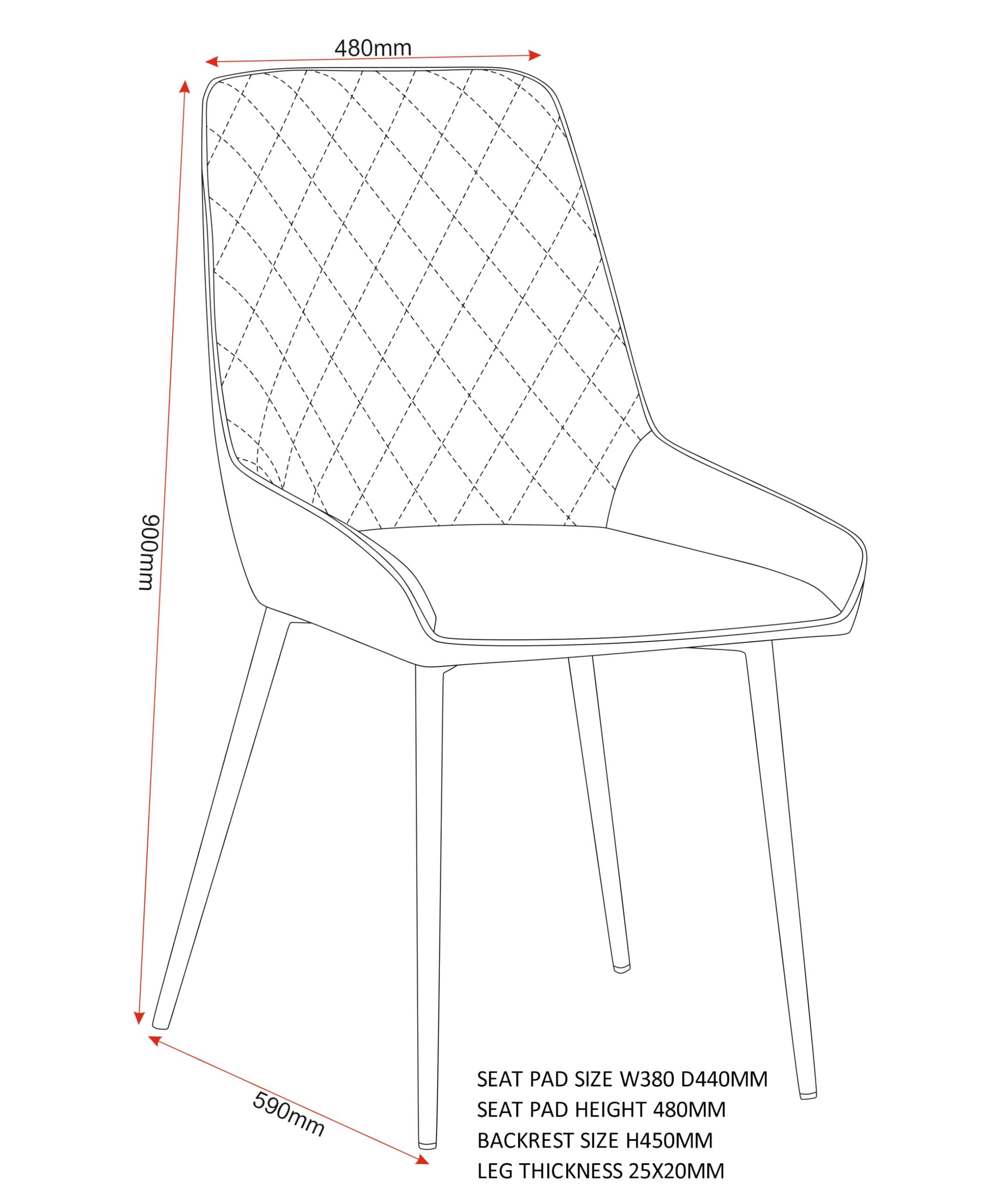 Seconique Avery Dining Chair Set of 2 in Grey Velvet
