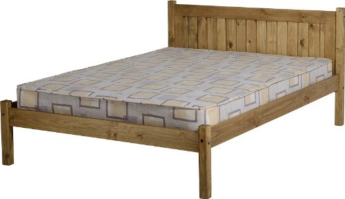 Corona Scroll 4'6 Double Bed Frame Solid Pine Distressed Waxed Finish