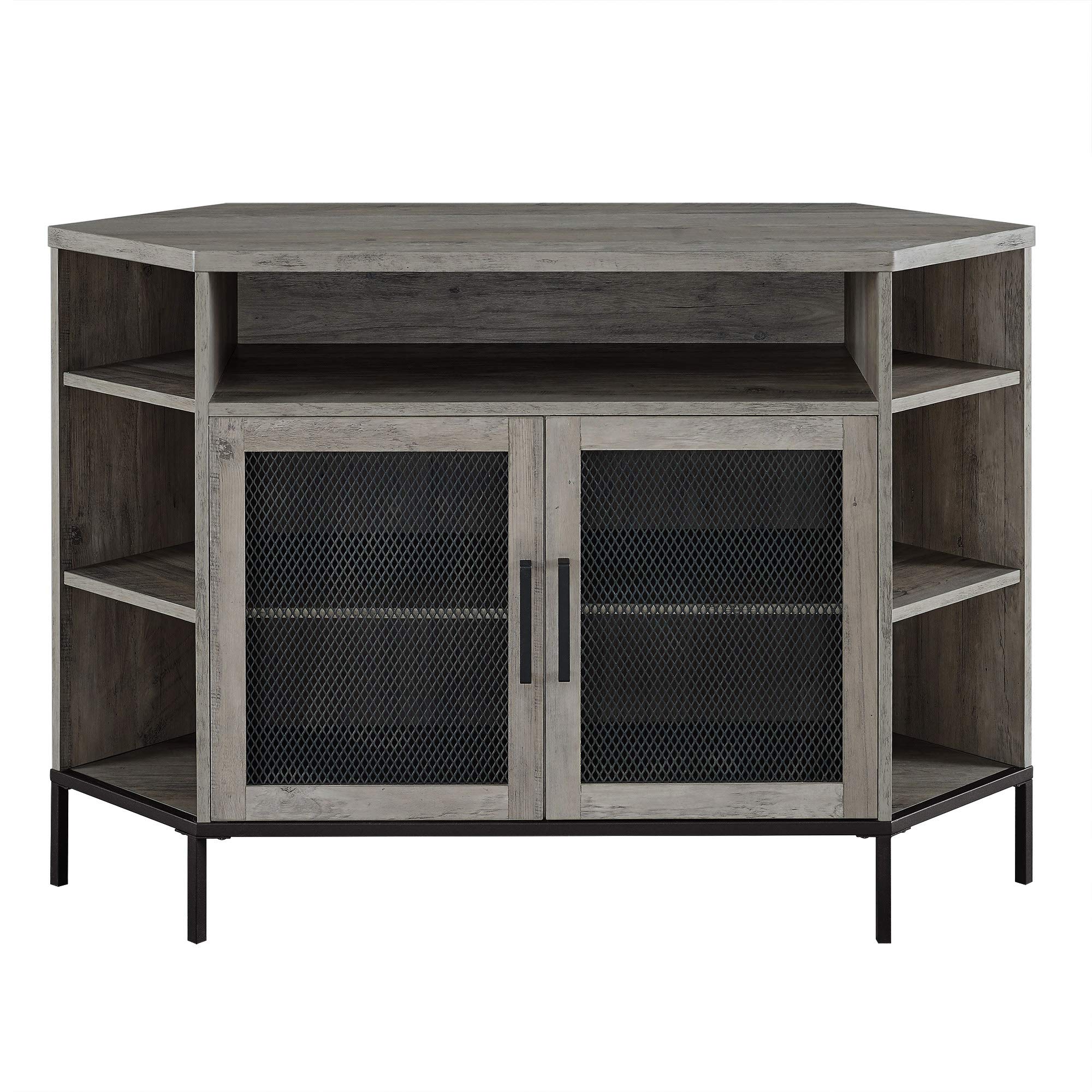 WE Furniture 48" Industrial Mesh Door Corner TV Console