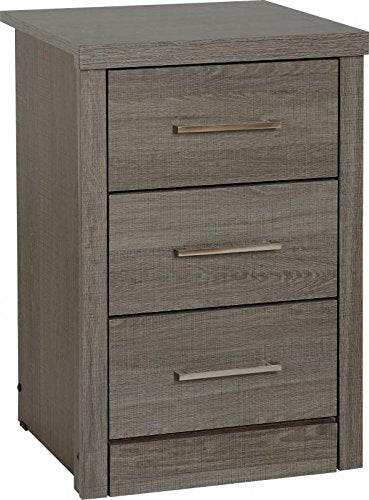 SEC Lisbon 3 Drawer Bedside Chest (Black Wood Grain)
