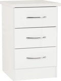 A T Seconique 3 Drawer Bedside Tables Chests Nightstands – Nevada 3 Drawer Bedside Cabinet/Table/Chest Nightstand in White Gloss