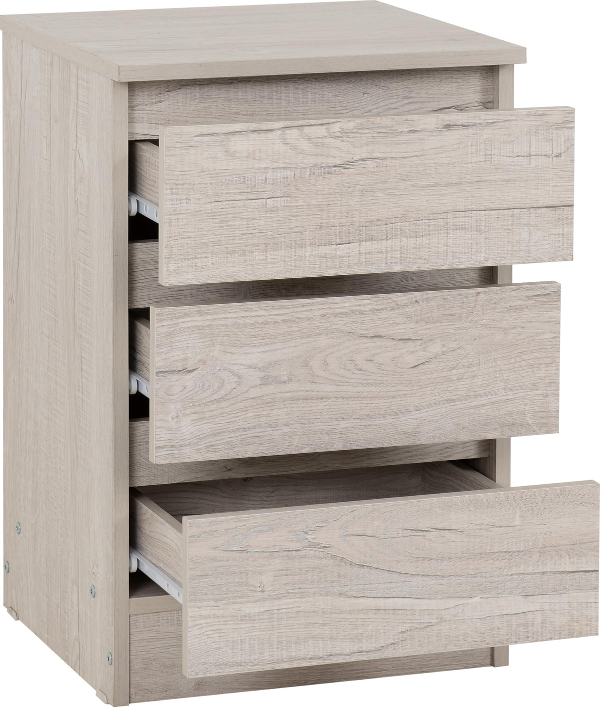 Seconique Malvern 3 Drawer Bedside in Urban Snow