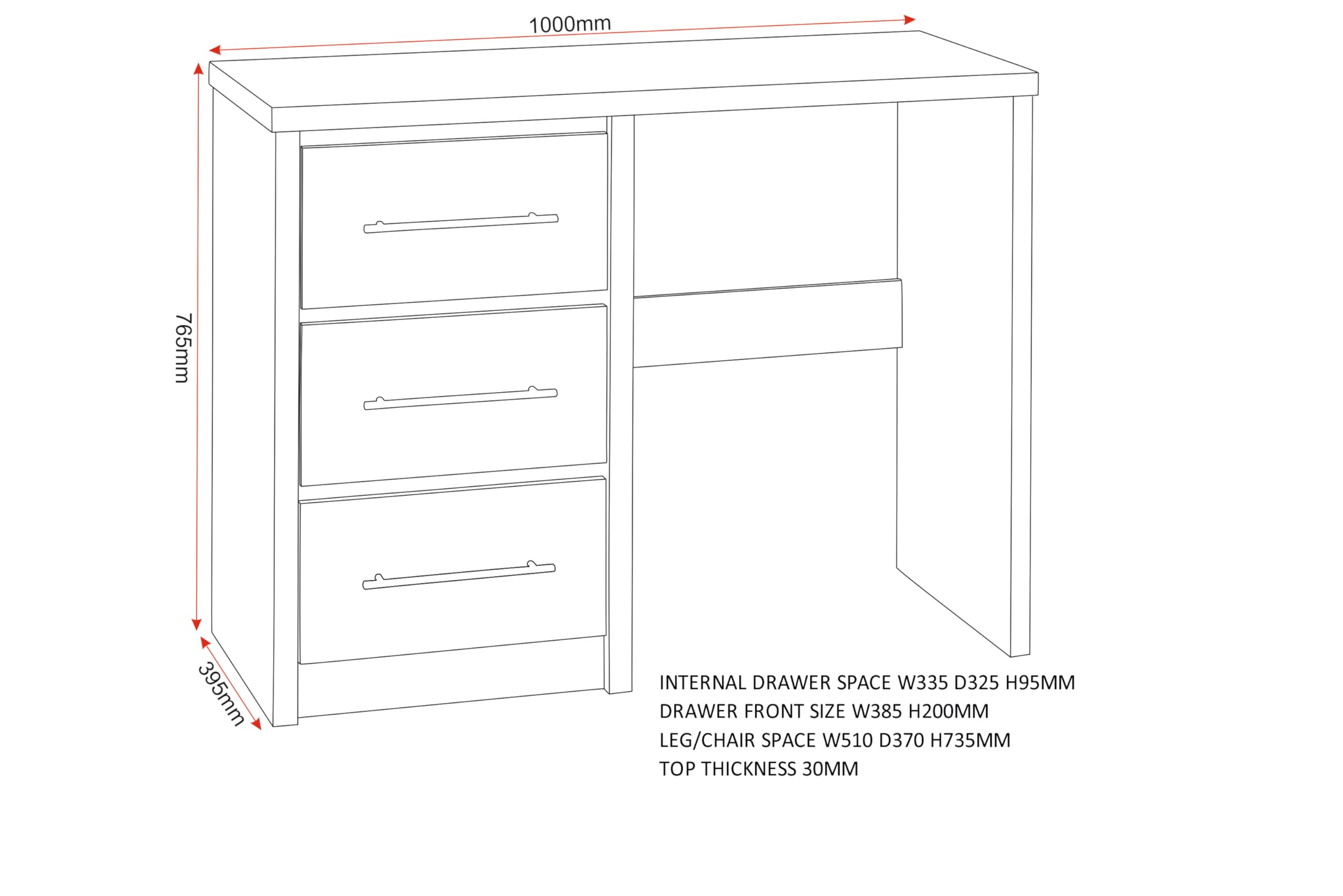 Seconique Seville Drawer Dressing Table Set