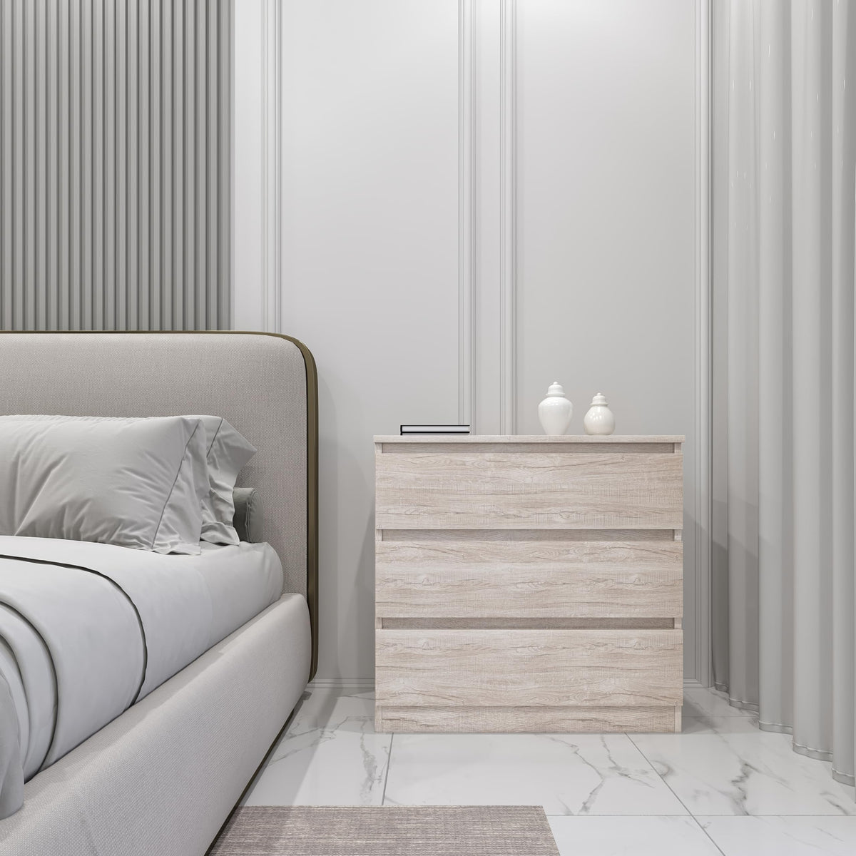 Seconique Malvern 3 Drawer Chest in Urban Snow
