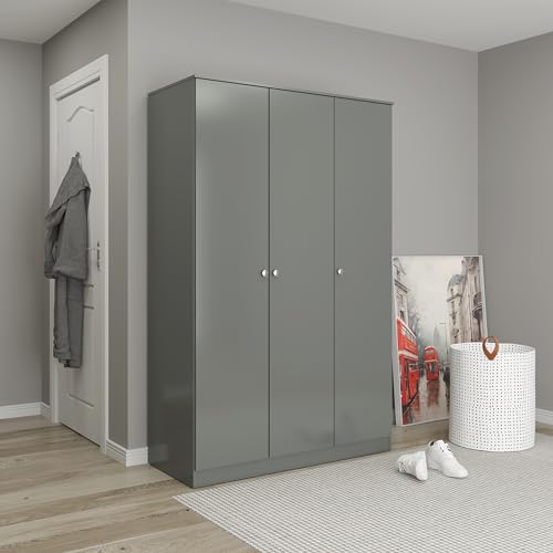 Seconique Denver 3 Door Wardrobe in Grey Gloss