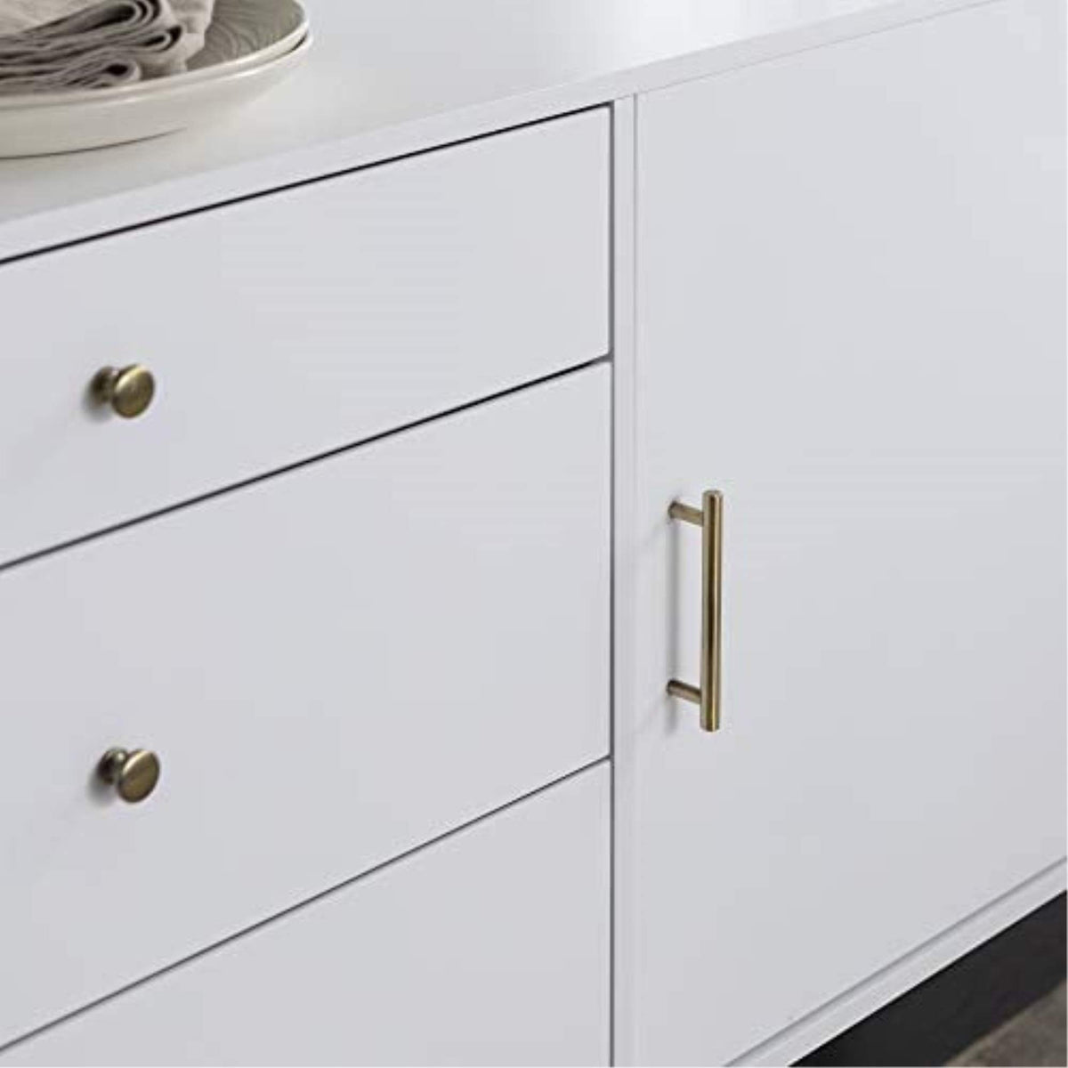 Walker Edison WE Furniture Mid-Century TV Stand, 3 Drawer Storage Cabinet Hall Table Furniture, White