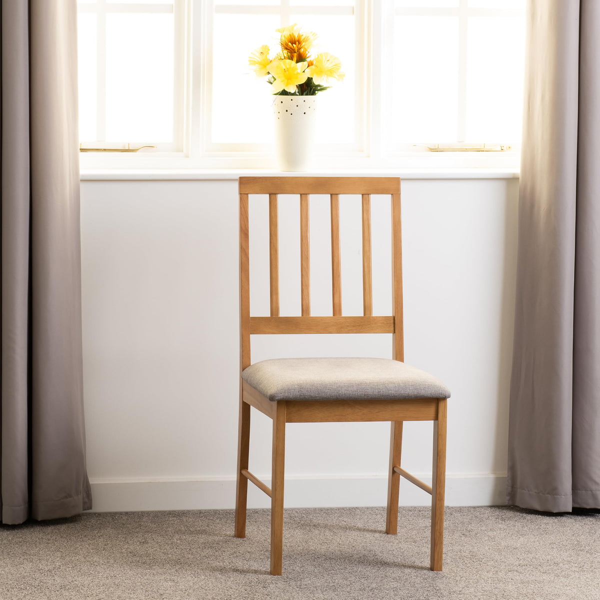 Seconique Austin Chair (BOX OF 2) in Oak Effect/Grey Fabric