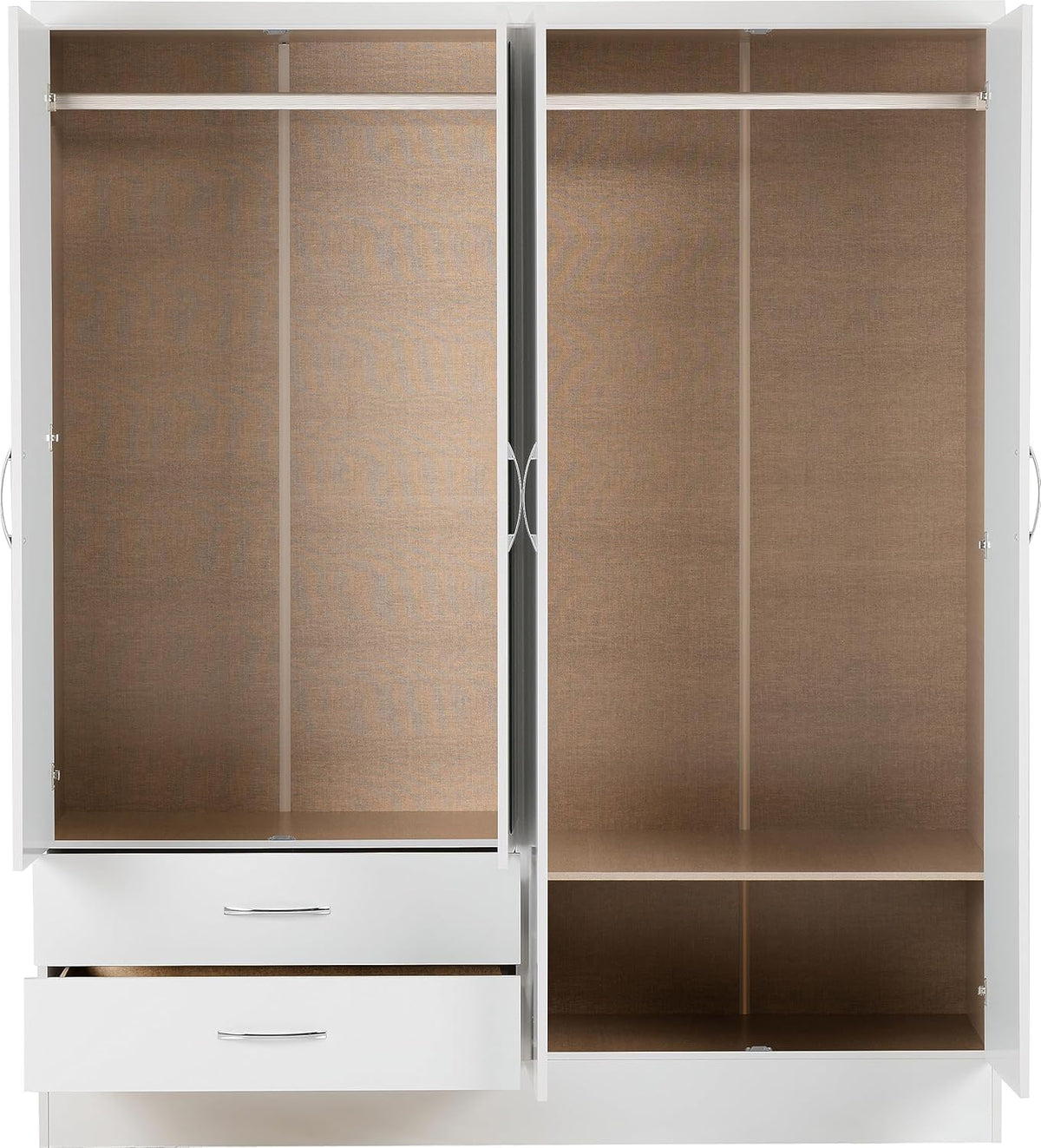 Furniture 321-4 Door 2 Drawer Mirrored Wardrobe White Gloss (No Delivery To Flats)