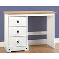 Corona 3 Drawer Dressing Table in White/Distressed Waxed Pine