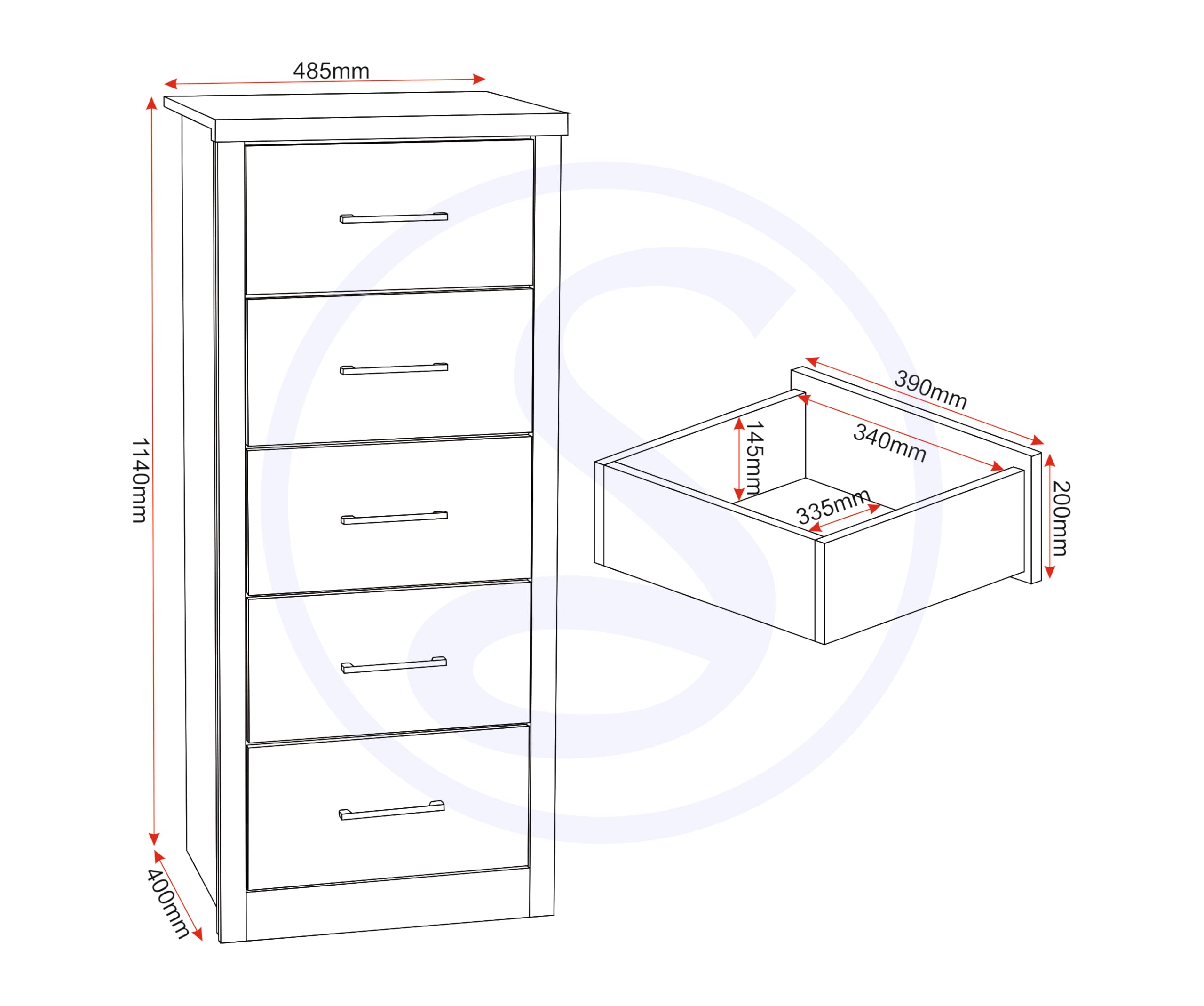 Seconique Lisbon 3 Drawer Chest