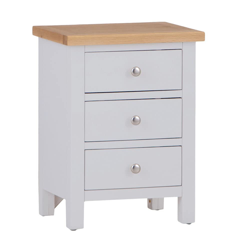 The Furniture Outlet Salisbury Grey Painted Oak 3 Drawer Bedside Table