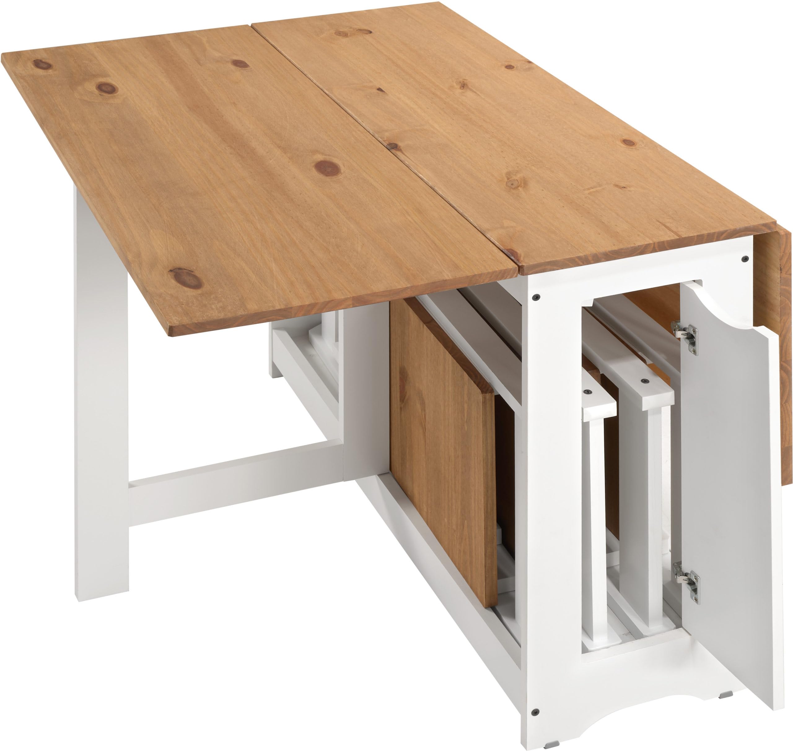 Furniture 321 Space-Saving Santos Folding Drop-Leaf Butterfly Dining Set with 4 Foldaway Chairs