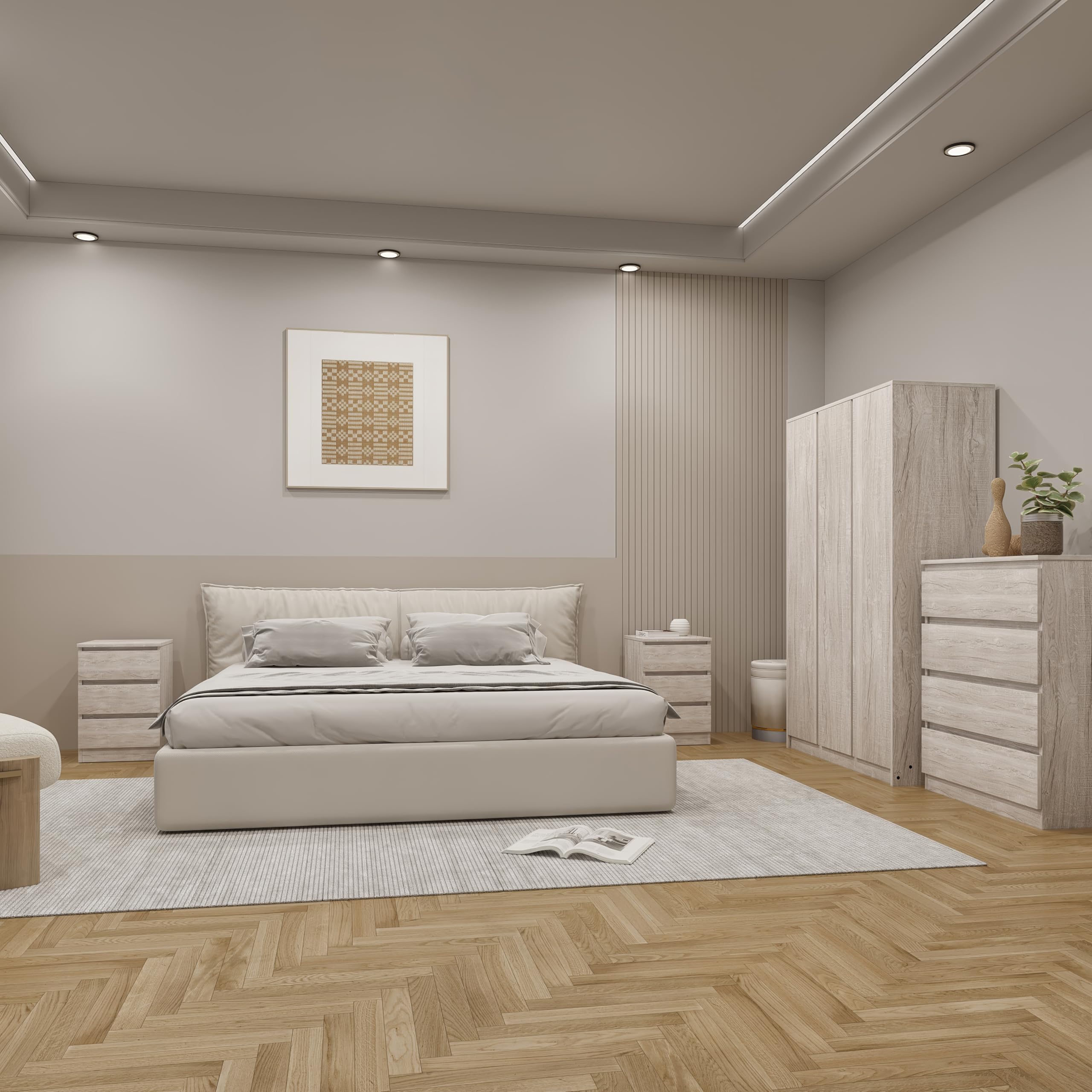 Seconique Bedroom Set, Engineered Wood, Urban Snow, W 1150mm x D 505mm x H 1800mm