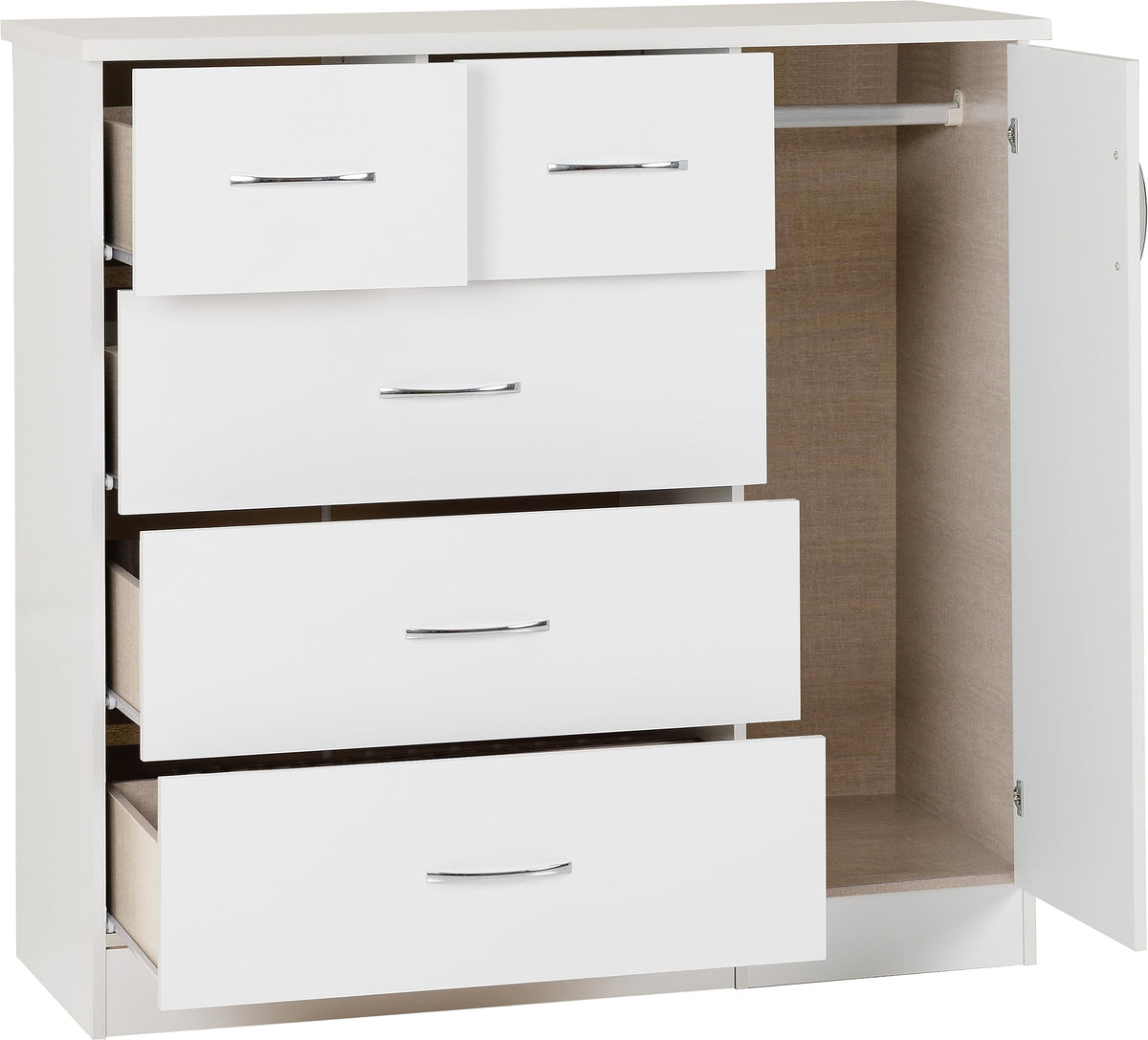 Seconique Nevada 5 Drawer Low Wardrobe, Engineered Wood