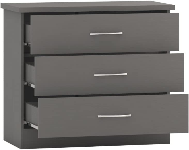 Kelsey Stores Nevada Chest Of Drawers 3 Drawer Storage Cabinet Chest With Metal Handles
