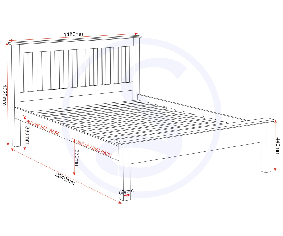 Seconique Monaco 4'6" Double Low End Bed in White