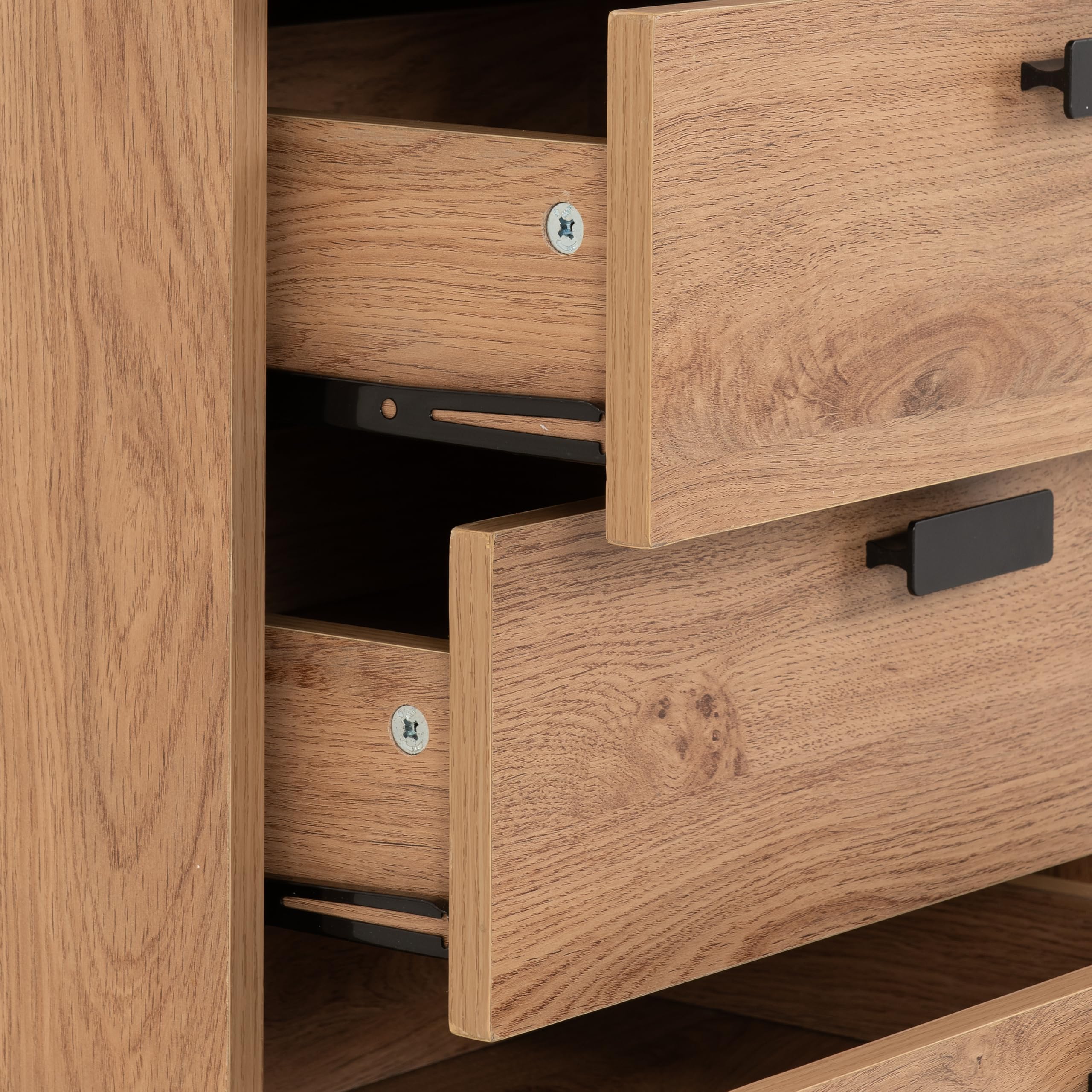 Seconique 5 Drawer Chest, Engineered Wood, Medium Oak Effect, W 485mm x D 400mm x H 935mm