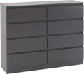 Seconique Malvern 8 Drawer Chest in Grey