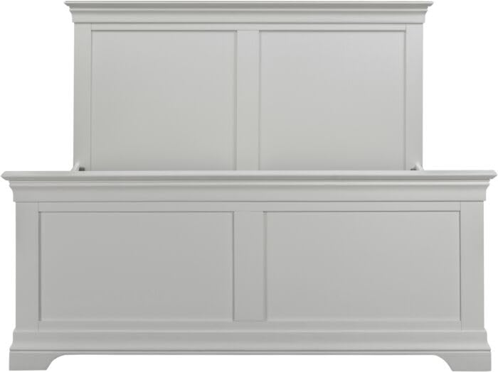 Furniture 321 Bordeaux Double Bed Frame with High Foot End, Pebble Grey Matt Painted Hardwood, 4ft 6in, W152 x D208 x H105cm, 13 Pine Slats Included, 300kg Weight Capacity