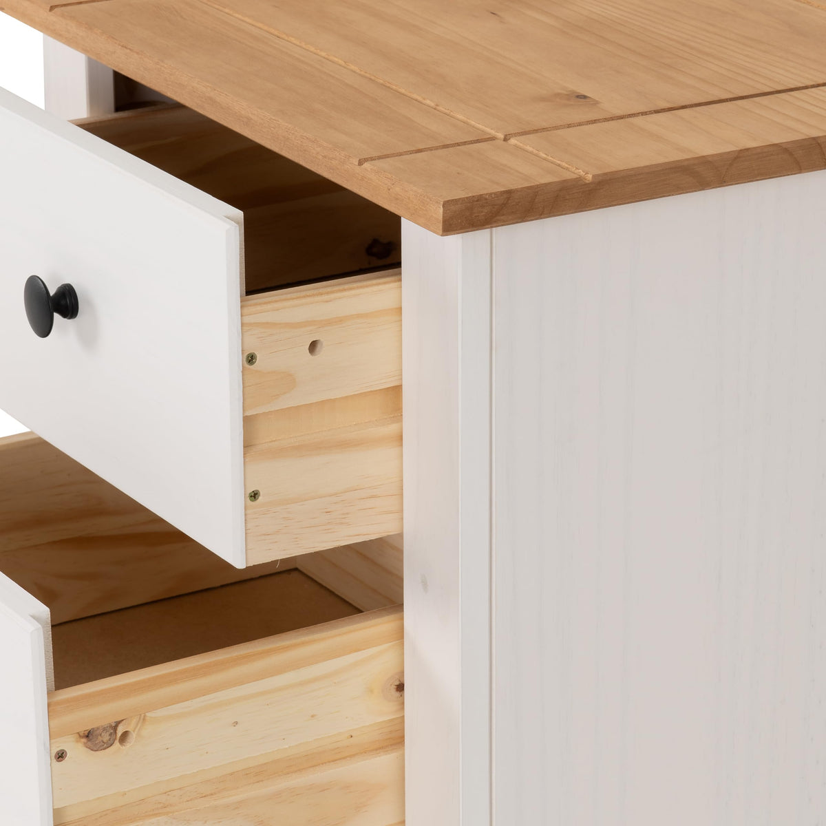 Seconique Chest of Drawers, Engineered Wood, White/Natural Wax, W 460mm x D 440mm x H 895mm