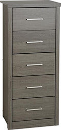 Xpress Delivery Lisbon 5 Drawer Narrow Chest in black wood grain