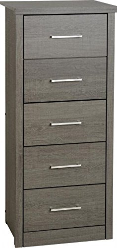 Xpress Delivery Lisbon 5 Drawer Narrow Chest in black wood grain