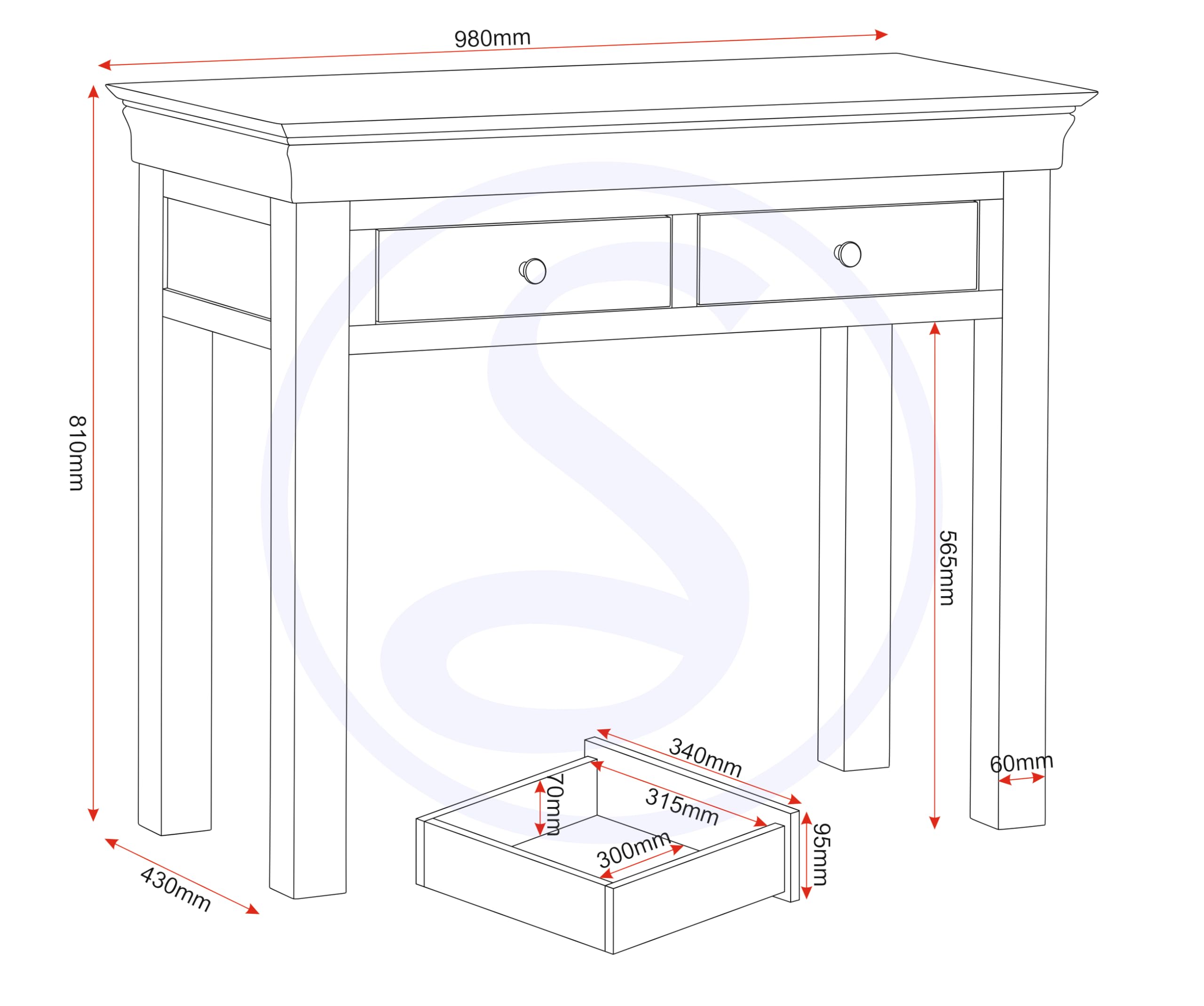 Seconique Bordeaux Console Table