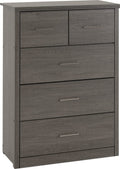 A T Seconique Lisbon 3+2 Drawer Chest in Black Wood Grain