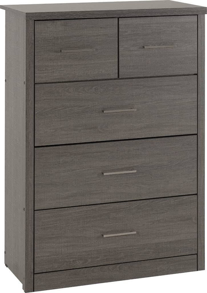 A T Seconique Lisbon 3+2 Drawer Chest in Black Wood Grain
