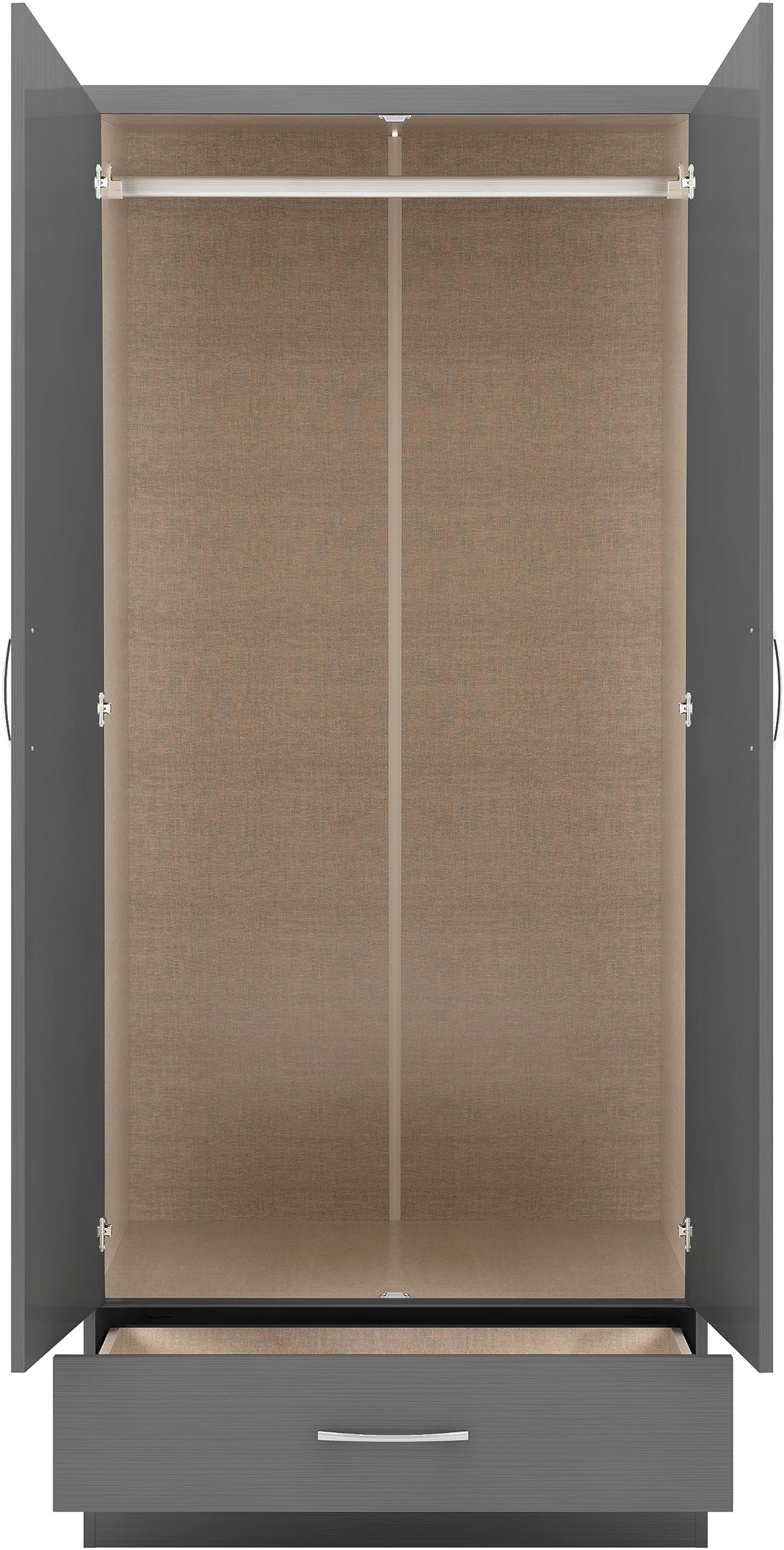 Seconique Nevada Mirrored 1/2 Door 1 Drawer Wardrobe