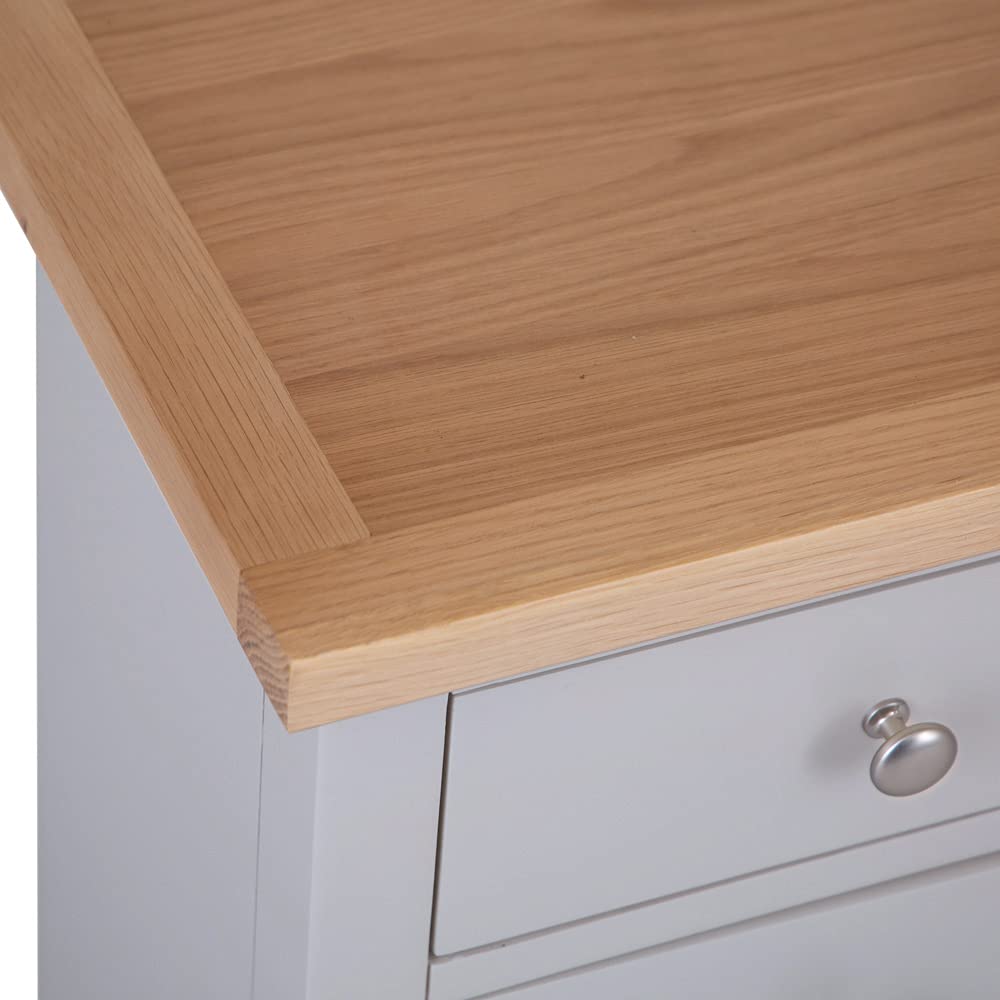 The Furniture Outlet Salisbury Grey Painted Oak 3 Drawer Bedside Table