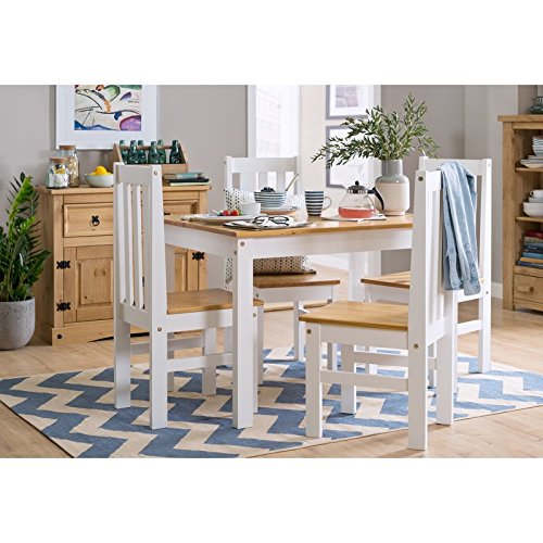Andover Mills Rectangular Dining Table Set - Sturdy, Pleasant Made from Solid Pine Wood, With 4 Slat Back Chairs