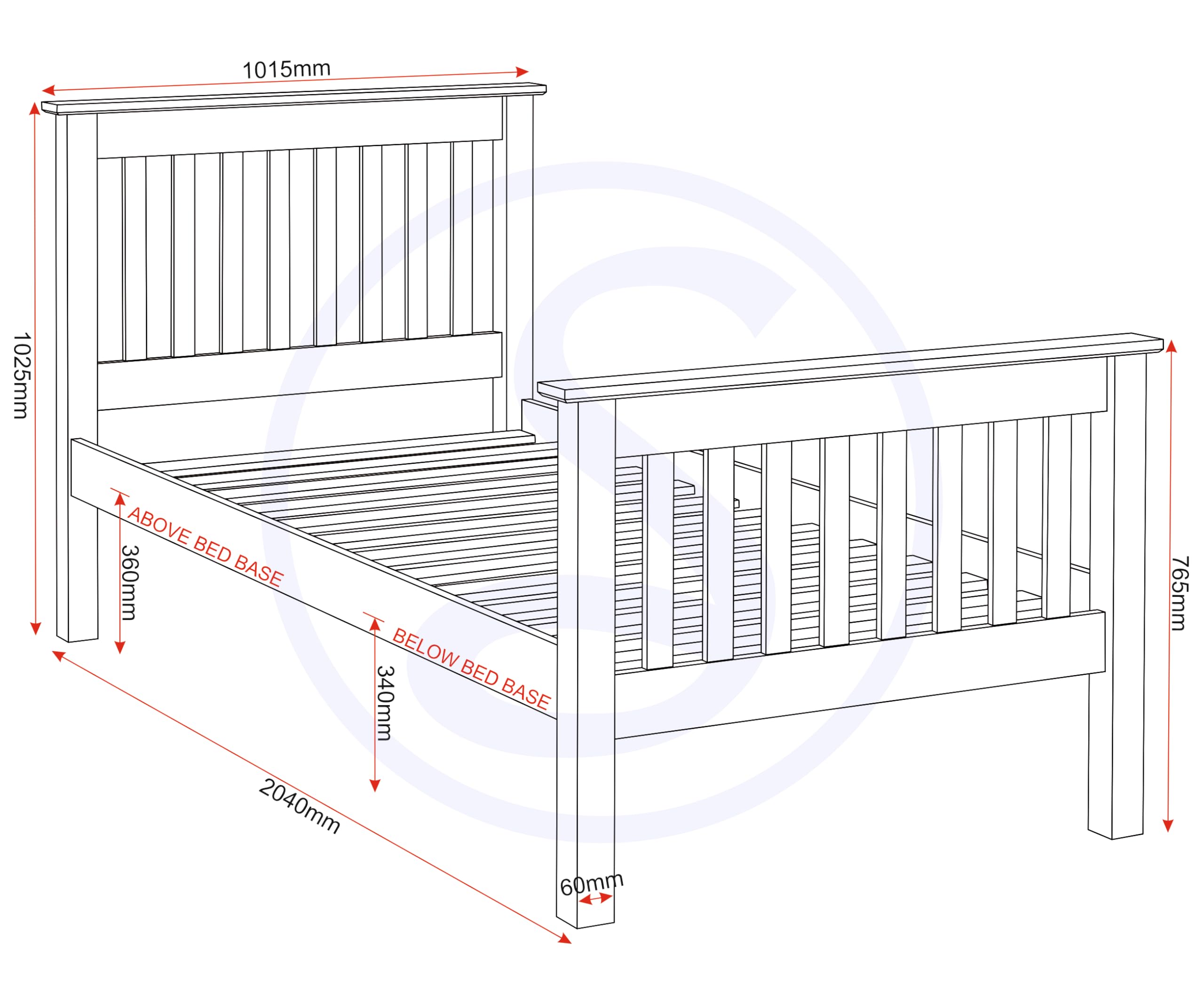 Seconique Monaco 3 Feet Bed High Foot End